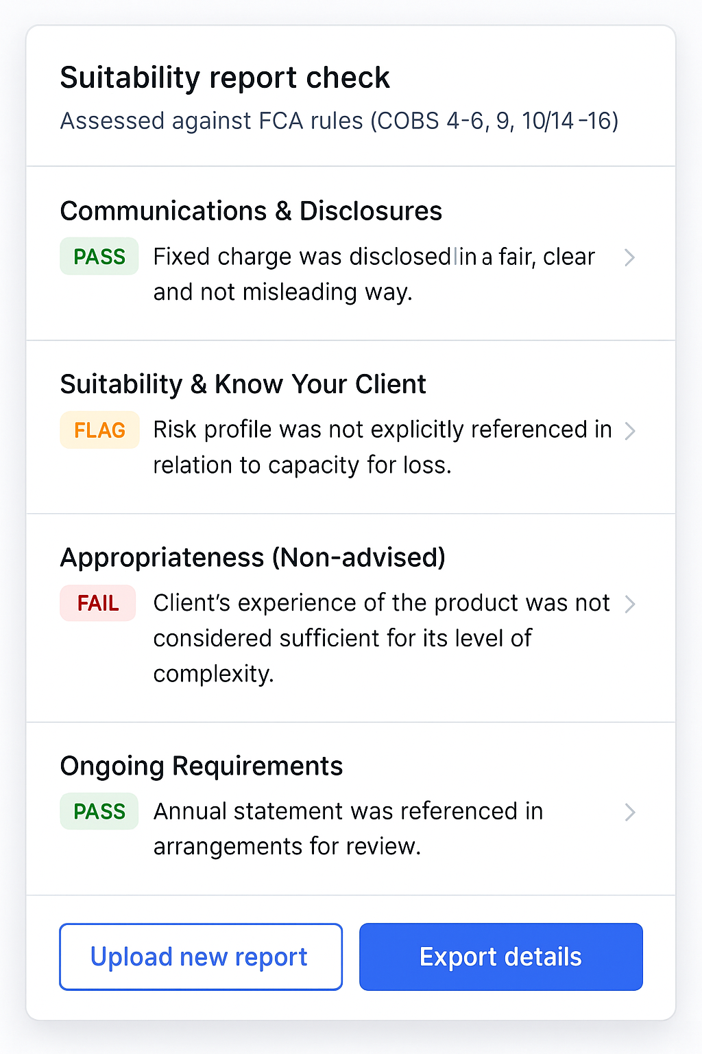 Assure.ai dashboard with flagged findings